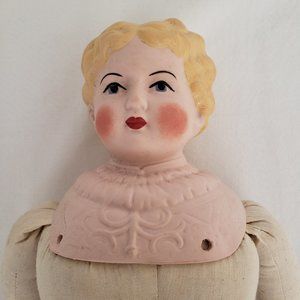 Vintage Antique Bisque Doll With Cloth Body-19" Tall-Excellent Condition